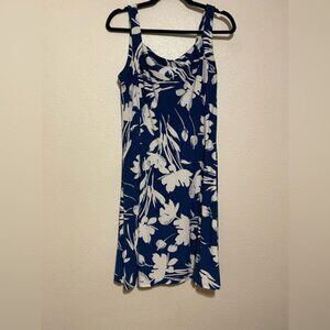 !!Chaps Blue and White Patterned Dress